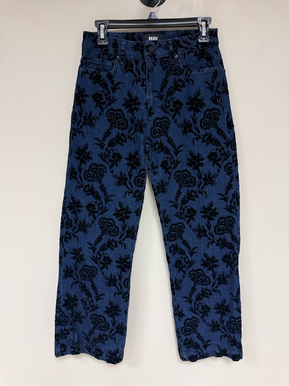 PAIGE floral print dark Blue denim Jeans LEENAH ANKLE size 27 women’s - Picture 2 of 7